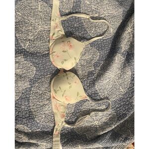 Floral Print Bra with Pink Accents